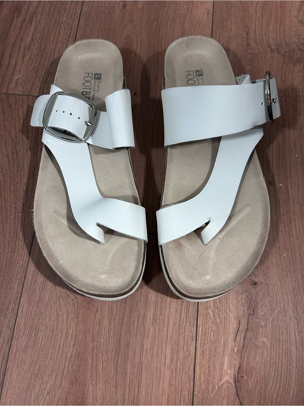 White Mountain White Toe-Loop Buckle Slide Sandals